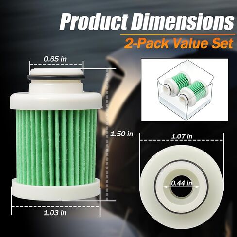 Fuel Filter Element 6D8-WS24A-00-00 for Yamaha 4 Stroke Outboard Engine Compatible with F30 F40 F50 F60 F70 F75 F90 F115 LF115 T50 T60 50HP-115HP - 2 Pcs ﻿ in Saudi Arabia