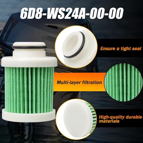 Fuel Filter Element 6D8-WS24A-00-00 for Yamaha 4 Stroke Outboard Engine Compatible with F30 F40 F50 F60 F70 F75 F90 F115 LF115 T50 T60 50HP-115HP - 2 Pcs ﻿ in Saudi Arabia