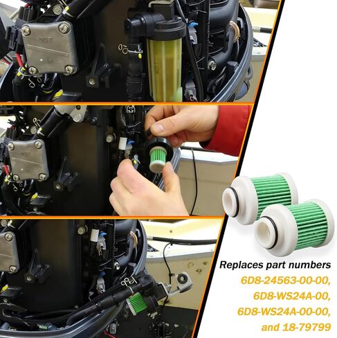 Fuel Filter Element 6D8-WS24A-00-00 for Yamaha 4 Stroke Outboard Engine Compatible with F30 F40 F50 F60 F70 F75 F90 F115 LF115 T50 T60 50HP-115HP - 2 Pcs ﻿ in Saudi Arabia