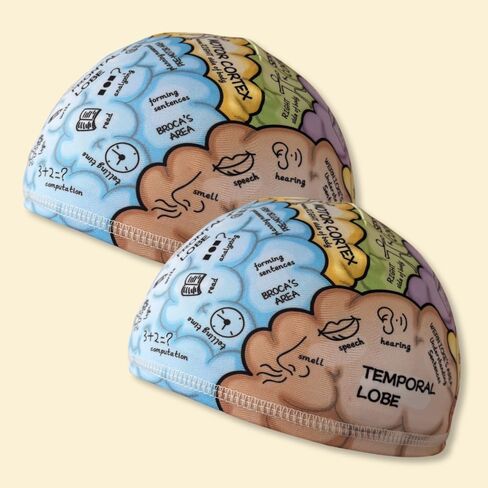 Brain Science Educational Hat, Learning Tool for Brain Function and Anatomy, Interactive Wearable with Labeled Lobes and Cortex, Educational Tool and Gift (2) in Saudi Arabia