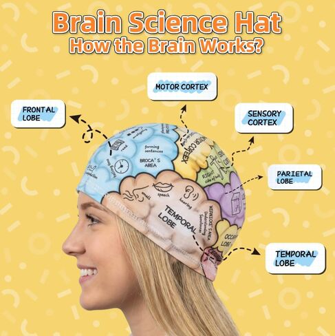Brain Science Educational Hat, Learning Tool for Brain Function and Anatomy, Interactive Wearable with Labeled Lobes and Cortex, Educational Tool and Gift (2) in Saudi Arabia