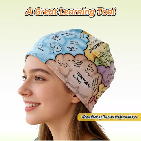 Brain Science Educational Hat, Learning Tool for Brain Function and Anatomy, Interactive Wearable with Labeled Lobes and Cortex, Educational Tool and Gift (2) in Saudi Arabia