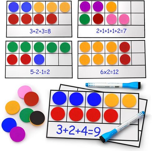 TOMMYHOME Magnetic Ten Frame Set of 74 PCS,Kindergarten Math Classroom Must Have counters,Educational Math Game Toys Suitable for Kids 5-7. (Star) in Saudi Arabia