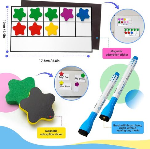 TOMMYHOME Magnetic Ten Frame Set of 74 PCS,Kindergarten Math Classroom Must Have counters,Educational Math Game Toys Suitable for Kids 5-7. (Star) in Saudi Arabia