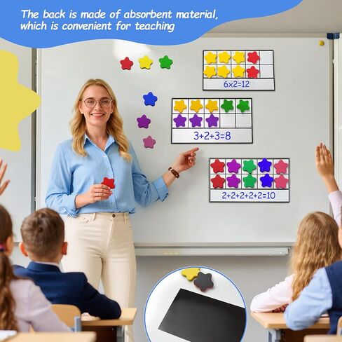 TOMMYHOME Magnetic Ten Frame Set of 74 PCS,Kindergarten Math Classroom Must Have counters,Educational Math Game Toys Suitable for Kids 5-7. (Star) in Saudi Arabia