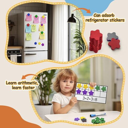 TOMMYHOME Magnetic Ten Frame Set of 74 PCS,Kindergarten Math Classroom Must Have counters,Educational Math Game Toys Suitable for Kids 5-7. (Star) in Saudi Arabia