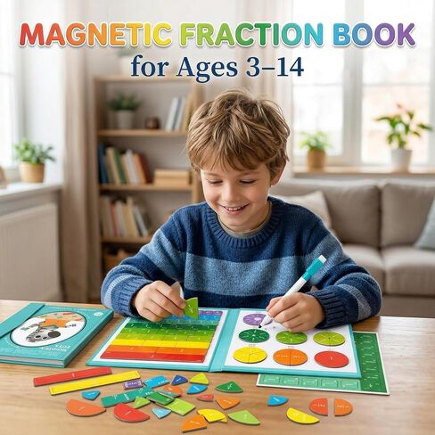 Magnetic Fraction Playbook: Magnetic Fraction Educational Puzzle Tiles & Circles, Fractions Magnets Demonstration Book Montessori Math Manipulatives for Kids Elementary School Game in Saudi Arabia
