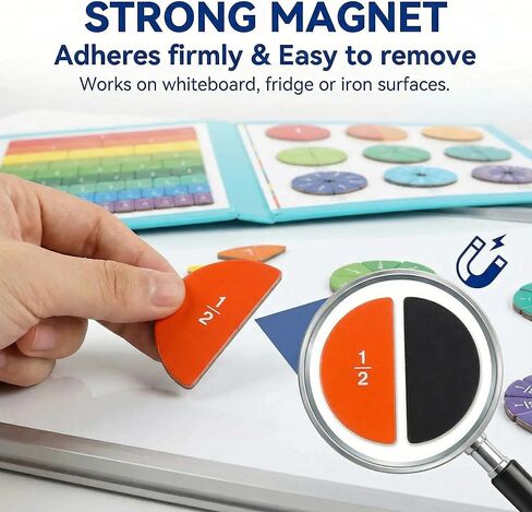 Magnetic Fraction Playbook: Magnetic Fraction Educational Puzzle Tiles & Circles, Fractions Magnets Demonstration Book Montessori Math Manipulatives for Kids Elementary School Game in Saudi Arabia