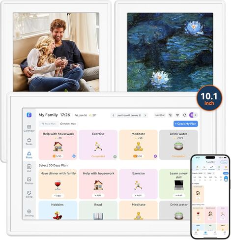Digital Calendar 10.1-inch, 3-in-1 Electronic Smart Calendar, Photo Frame & Art Gallery WiFi Personal Planner No Subscription Meal Planner Lists & Tasks Ideal Gift for Mom Dad Family Friends in Saudi Arabia