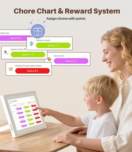 Digital Calendar Chore Chart - Touchscreen Interactive Digital Planner Display - WiFi Smart Planner w/LCD Display, Task Scheduling & Reward Tracker - Family Schedule Smart Display（10.1-inch, White） in Saudi Arabia