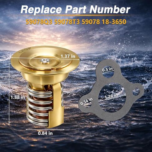 Thermostat Kit Compatible with Mercury Marine Mercruiser 2.5L 3.0L Engine Replace# 59078Q3 59078T3 59078 Sierra 18-3650 in Kuwait