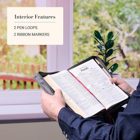 هدايا الفن المسيحي غطاء الكتاب المقدس من الجلد النباتي الكلاسيكي الفاخر للرجال والنساء: آية الكتاب المقدس الملهمة القوية والشجاعة، حقيبة حمل الكتب الواقية، رمادي، متوسط in Kuwait