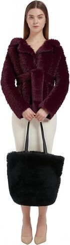 Lamb Shearling Tote Bag with Calfskin Leather Shoulder Straps,Fur Purse in Saudi Arabia