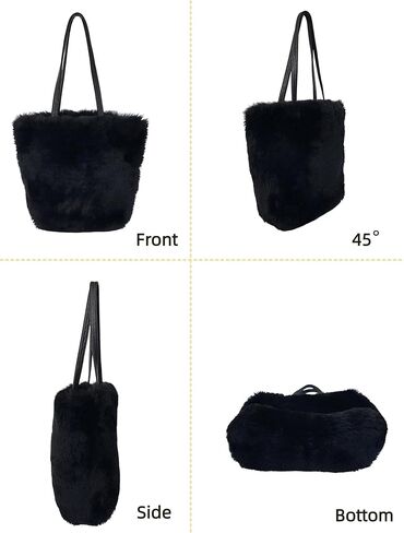 Lamb Shearling Tote Bag with Calfskin Leather Shoulder Straps,Fur Purse in Saudi Arabia