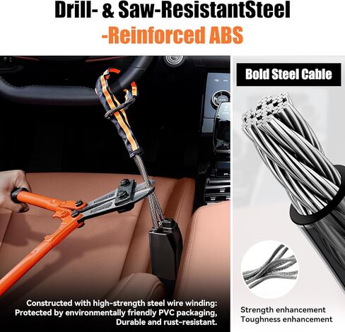 Steering Wheel Lock Anti-Theft Device, Heavy Duty Car Security Vehicle Lock with Keys, Universal Fit Adjustable Bright Orange Black for Cars Trucks SUVs in Saudi Arabia