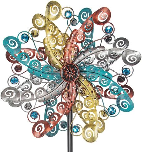 DREAMSOUL Sunflower Wind Spinners Outdoor, 13 Inch Dia Metal Wind Spinner with Stake, Kinetic Decorative Flower Spinner Lawn Garden Decor (57 * 13 Inches) in Saudi Arabia