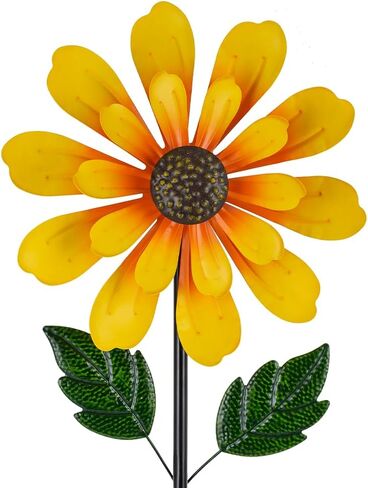 DREAMSOUL Sunflower Wind Spinners Outdoor, 13 Inch Dia Metal Wind Spinner with Stake, Kinetic Decorative Flower Spinner Lawn Garden Decor (57 * 13 Inches) in Saudi Arabia