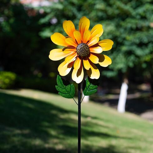DREAMSOUL Sunflower Wind Spinners Outdoor, 13 Inch Dia Metal Wind Spinner with Stake, Kinetic Decorative Flower Spinner Lawn Garden Decor (57 * 13 Inches) in Saudi Arabia