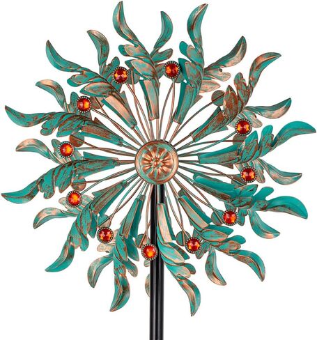 DREAMSOUL Sunflower Wind Spinners Outdoor, 13 Inch Dia Metal Wind Spinner with Stake, Kinetic Decorative Flower Spinner Lawn Garden Decor (57 * 13 Inches) in Saudi Arabia