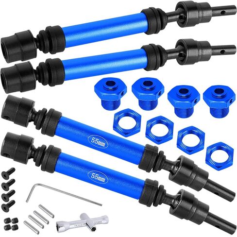 Aluminum Drive Shaft Axles Upgrades Part 1/8 Typhon 3S BLX(Mega 550),RC Steel #45 Front & Rear 4Pcs Driveshafts CVD w/Hex Hops Up,Navy Blue in Kuwait