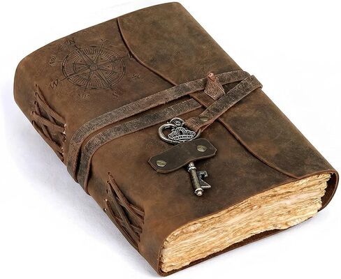 cuero Compass Vintage Leather Journal Antique Handmade Leather Bound Journal with Deckle Edge Paper Diary Leather Sketchbook Drawing Journal Notebook Great Gift Men & Women (Tawny Brown, 8X10 Inch) in Kuwait