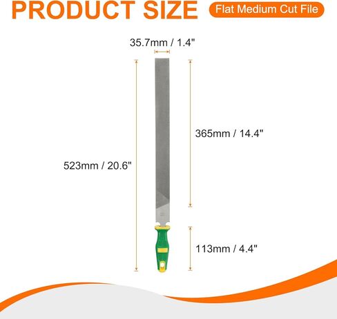 HARFINGTON Flat Medium Cut File 16" Double Cut Teeth High Carbon Steel Hand Rasp File with Plastic Handle for Metal Wood Deburring Removing in Kuwait