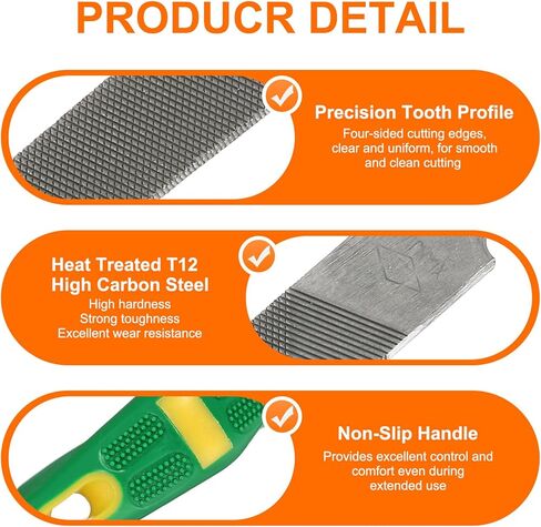 HARFINGTON Flat Medium Cut File 16" Double Cut Teeth High Carbon Steel Hand Rasp File with Plastic Handle for Metal Wood Deburring Removing in Kuwait