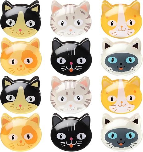 Tigeen 12 Pcs Cute Cat Chip Clips Kitten Bag Clips Multipurpose Kitten Snack Chip Sealer Cute Cat Party Supplies for Photos Notepaper Kitchen Gadgets in Kuwait