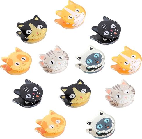 Tigeen 12 Pcs Cute Cat Chip Clips Kitten Bag Clips Multipurpose Kitten Snack Chip Sealer Cute Cat Party Supplies for Photos Notepaper Kitchen Gadgets in Kuwait