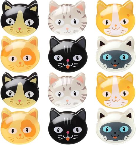 Tigeen 12 Pcs Cute Cat Chip Clips Kitten Bag Clips Multipurpose Kitten Snack Chip Sealer Cute Cat Party Supplies for Photos Notepaper Kitchen Gadgets in Kuwait