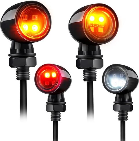 4-LED Bullet Turn Signals Mini Motorcycle Blinkers, Universal 10mm Mounting Hole, Front Rear Indicators Compatible with Honda, Kawasaki, Suzuki, Yamaha, Harley, Bobber, Chopper in Kuwait