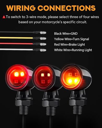 4-LED Bullet Turn Signals Mini Motorcycle Blinkers, Universal 10mm Mounting Hole, Front Rear Indicators Compatible with Honda, Kawasaki, Suzuki, Yamaha, Harley, Bobber, Chopper in Kuwait