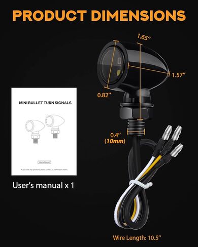 4-LED Bullet Turn Signals Mini Motorcycle Blinkers, Universal 10mm Mounting Hole, Front Rear Indicators Compatible with Honda, Kawasaki, Suzuki, Yamaha, Harley, Bobber, Chopper in Kuwait