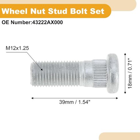 4 قطعة M12x1.25 عجلة العروة مسمار لنيسان فيرسا 2012-2019 الجبهة الخلفية عجلة مسمار الترباس مجموعة رقم 43222AX000 سبائك الصلب الفضة لهجة in Kuwait