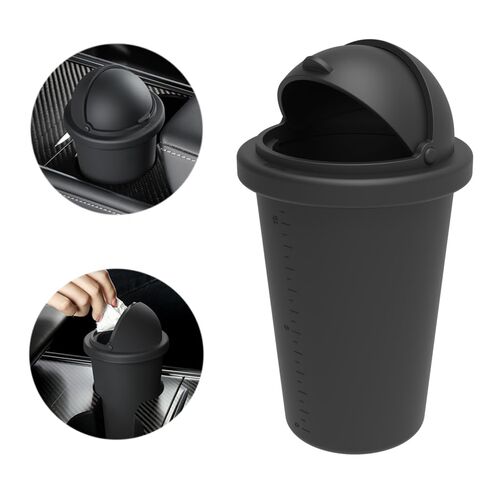 TAUTO Car Trash Can with Lid 20oz Small Cup Holder Door Pocket Garbage Bin Container for Auto Home Office Organizer Waterproof Leakproof Silicone Black Fits Car Center Console Seat Back in Saudi Arabia