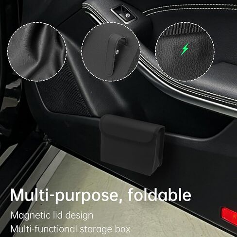 2 Pack Car Door Trash Can with Clip, PU Leather Hanging Car Garbage Bin for Side Door Storage, Foldable Car Trash Bag Organizer for Auto, SUV, Truck Interior (Black) in Saudi Arabia