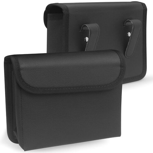 2 Pack Car Door Trash Can with Clip, PU Leather Hanging Car Garbage Bin for Side Door Storage, Foldable Car Trash Bag Organizer for Auto, SUV, Truck Interior (Black) in Saudi Arabia