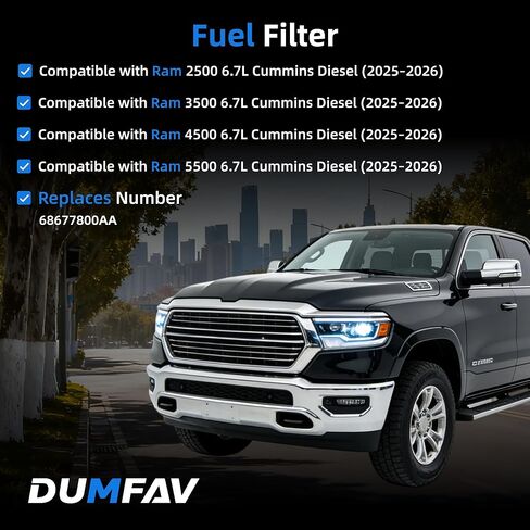 Fuel Filter Water Separator Kit Compatible with Ram 2500/3500/4500/5500 2025–2026, 6.7L Cummins Diesel Direct Replacement for 68677800AA, 68677810AA in Saudi Arabia
