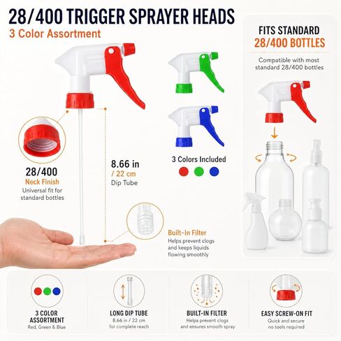 50Pcs Spray Bottle Nozzle Replacement, Spray Nozzle For Bottles, Trigger Sprayer Replacement, Leak Proof, Mist & Stream Spray, Fit Standard 28/400 Neck 8oz, 16oz, 32oz Bottles for Clean in Saudi Arabia