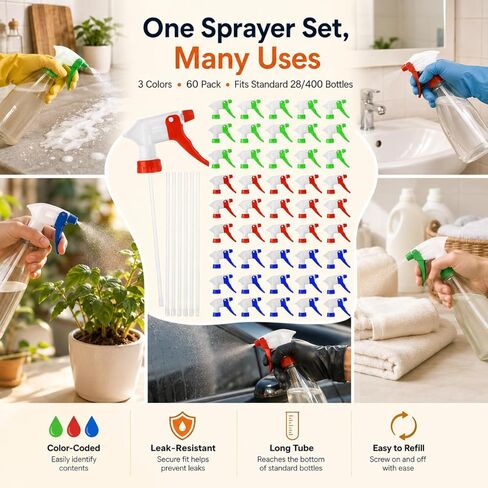 50Pcs Spray Bottle Nozzle Replacement, Spray Nozzle For Bottles, Trigger Sprayer Replacement, Leak Proof, Mist & Stream Spray, Fit Standard 28/400 Neck 8oz, 16oz, 32oz Bottles for Clean in Saudi Arabia