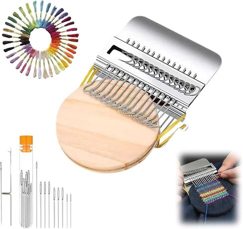 Knit Patch Loom Kit Patchmaker 2.0，Portable Mini Darning Loom Weave Tool Knit Patch Loom Kit Patchwork Weaving Tool Set for Quickly Sewing Repair on Socks Clothes Jeans (014) in Saudi Arabia