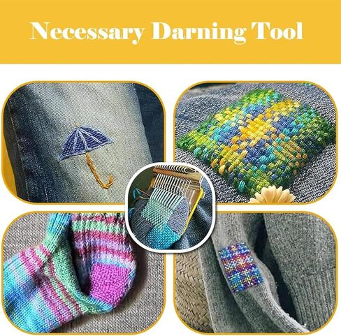 Knit Patch Loom Kit Patchmaker 2.0，Portable Mini Darning Loom Weave Tool Knit Patch Loom Kit Patchwork Weaving Tool Set for Quickly Sewing Repair on Socks Clothes Jeans (014) in Saudi Arabia