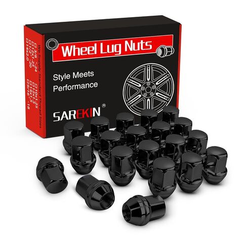 مجموعة صواميل العجلات M14x1.5 متوافقة مع Select Chevy وGMC وFord وToyota وHonda وRam والمزيد، مقعد مخروطي 60 درجة بطول 45 مم (24 قطعة، أسود) in Kuwait