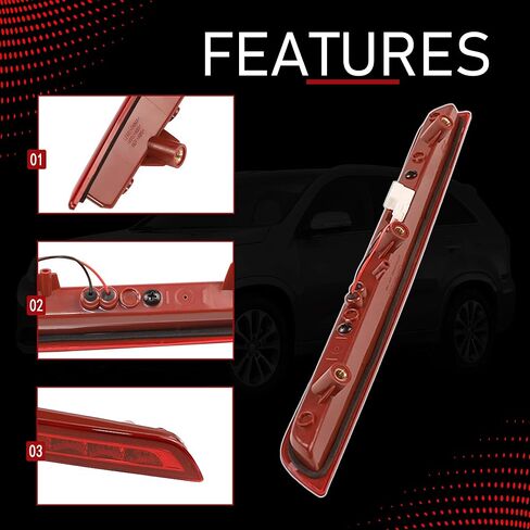 92750-2P000 3rd Third Brake Light Compatible With 2011 2012 2013 2014 2015 Kia Sorento Rear Center Full LED Waterproof High Mount Stop Light Replaces 927502P000 in Kuwait