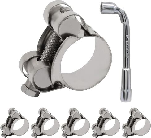 Hordion 6 عبوات من مشابك خرطوم T-Bolt 29-31 مم (1.14 بوصة إلى 1.22 بوصة) نطاق OD، 304 مشابك أنبوب المبرد الداخلي من الفولاذ المقاوم للصدأ مشبك خرطوم المبرد شديد التحمل in Kuwait