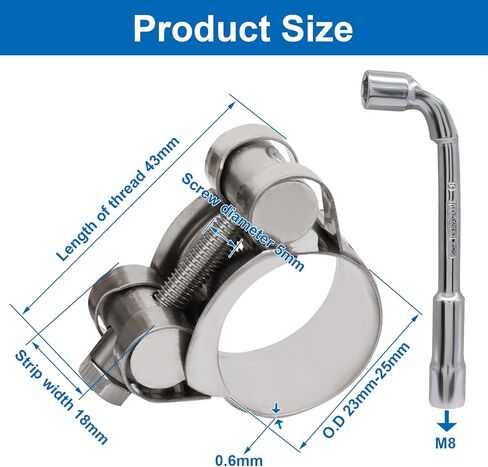 Hordion 6 عبوات من مشابك خرطوم T-Bolt 29-31 مم (1.14 بوصة إلى 1.22 بوصة) نطاق OD، 304 مشابك أنبوب المبرد الداخلي من الفولاذ المقاوم للصدأ مشبك خرطوم المبرد شديد التحمل in Kuwait