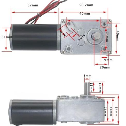 5840-31ZY DC 12V/24V Worm Geared Motor 7-470rpm High Torque D Shaft Motor 8mm Shaft Rotating Table Door Self-Lock 70kg.cm 6.5A (40RPM 24V) in Kuwait