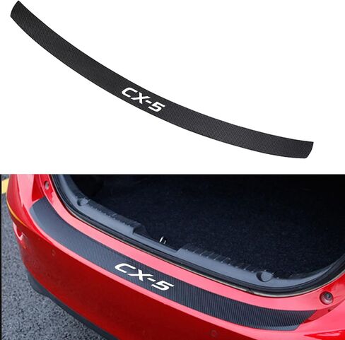 Car Rear Bumper Protector Carbon Fiber Leather Anti-Collision Patch Anti-Scrape Trunk Door Entry Guards Plate Compatible with Mazda Cx5 (White) in Saudi Arabia