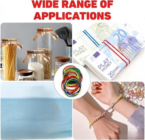 100 Pack Multicolor Rubber Bands, Small Colored Elastic Bands for Office, School & Home, Stretchy Durable Rubber Bands for Paper, Money & Supplies in Kuwait