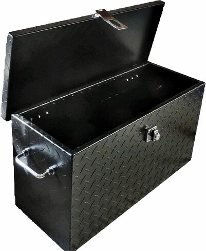 Universal 24" Aluminum Diamond Plate Storage & Tool Box | Weather-Resistant Locking Cargo Box for UTVs, ATVs, and Trailers in Kuwait